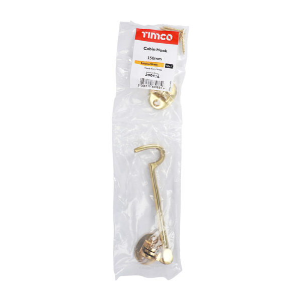 Cabin Hook - Polished Brass 150mm