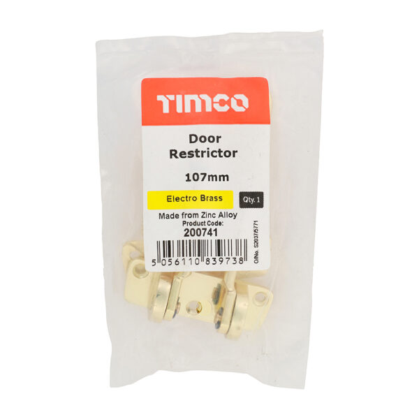 Door Restrictor - Electro Brass 107mm
