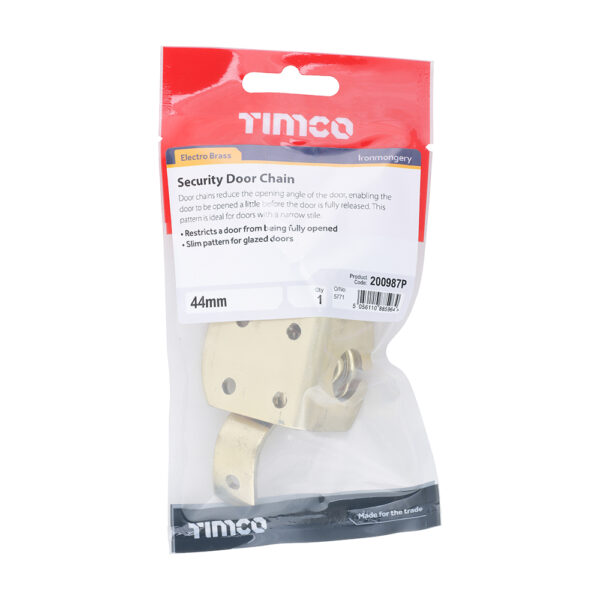 Security Door Chain - Electro Brass 44mm