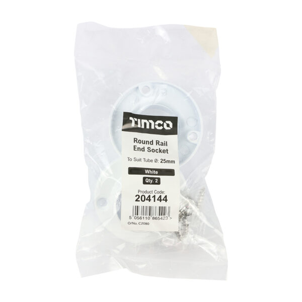 End Socket - For Round Tube – White 25mm