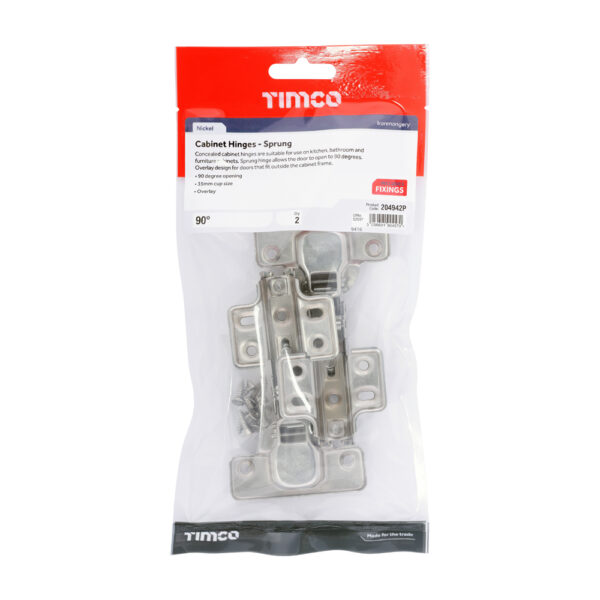 Cabinet Hinges – Nickel 90 Degree