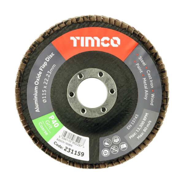 Flap Disc Alu Oxide P40 Set 115 x 22.23