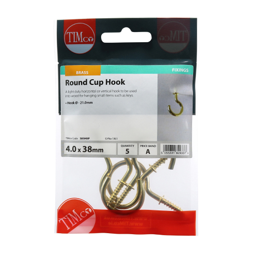 Cup Hooks - Round - Electro Brass 38mm