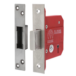 5 Lever British Standard Deadlock - Stainless Steel – Satin 78 case / 57 backset
