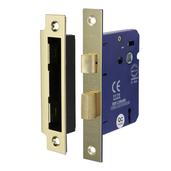 3 Lever Sashlock - Electro Brass 78 case / 58 backset
