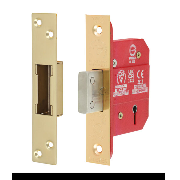 5 Lever British Standard CE Deadlock - Electro Brass 66 case / 45 backset