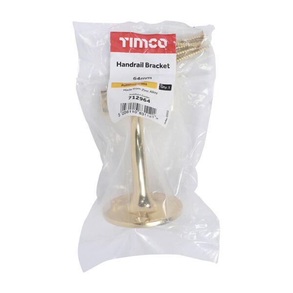 Handrail Bracket - Electro Brass 64mm