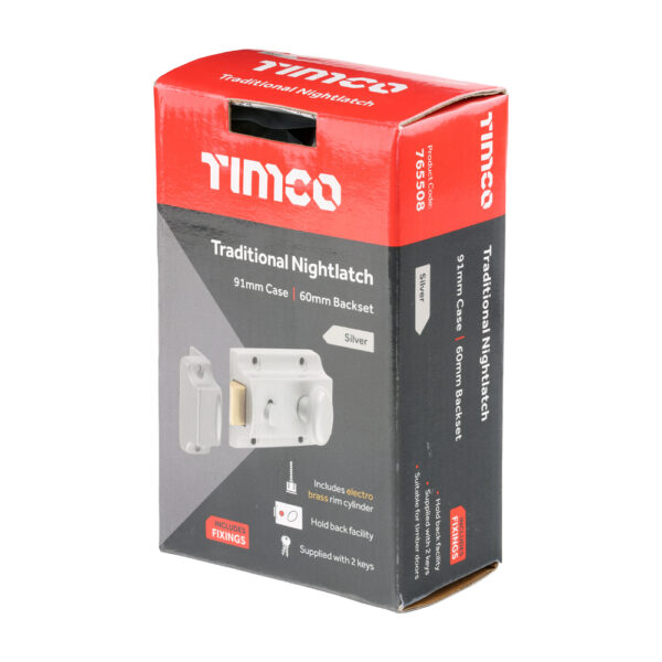 Traditional Nightlatch – Silver 91 case / 60 backset