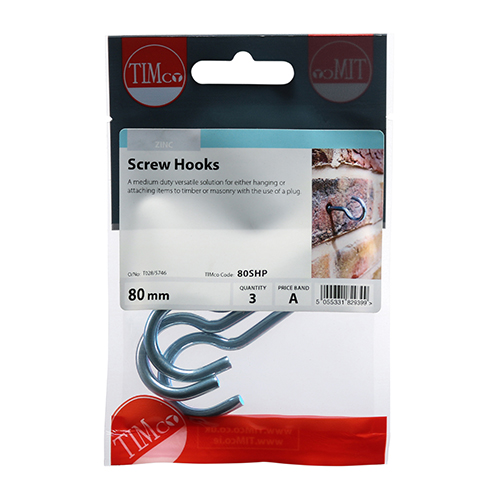 Screw Hooks – Zinc 80mm