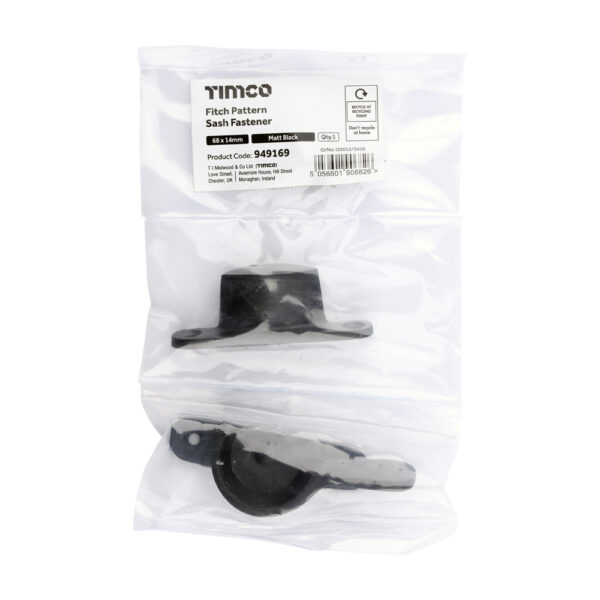 Fitch Pattern Sash Fastener - Matt Black 68 x 14