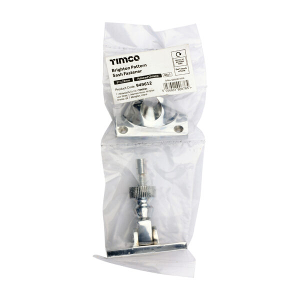 Brighton Pattern Sash Fastener - Polished Chrome 57 x 22