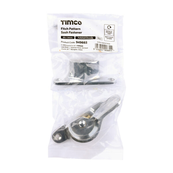 Fitch Pattern Sash Fastener - Polished Chrome 68 x 14