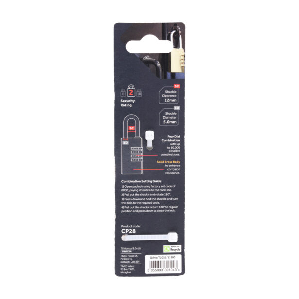 Brass Combi Padlock 28mm
