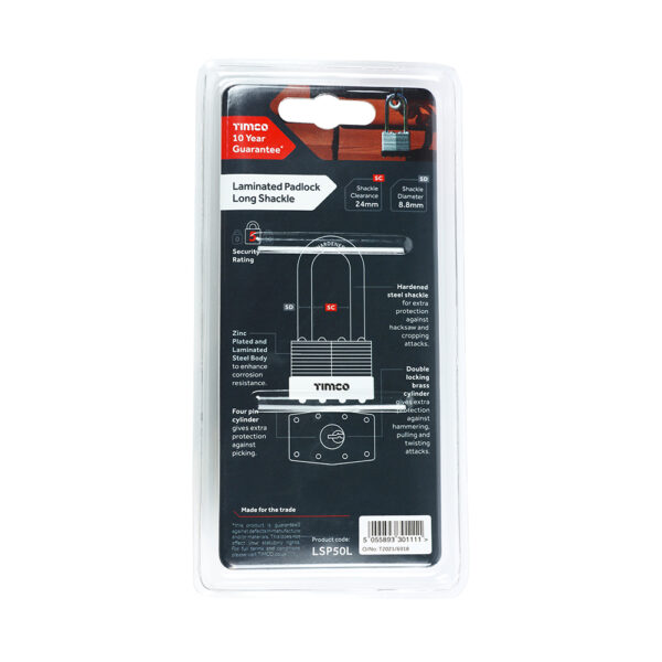 LSP50L_w3.jpg Laminated Padlock Long Shackle 50mm