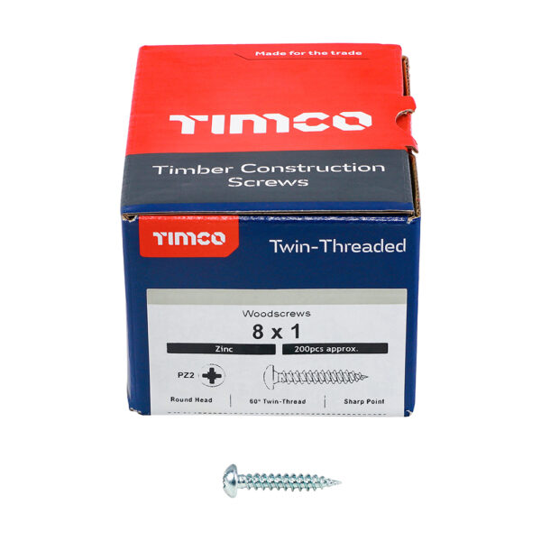 00081CRWZ_w3.jpg Twin Woodscrew PZ2 RND Zinc-8 x 1