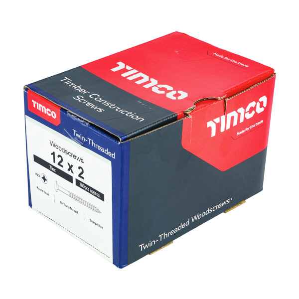 Twin Woodscrew PZ3 RND Zinc-12 x 2