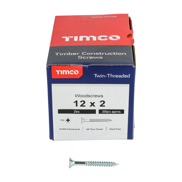 00122CWZ_w3.jpg Twin Woodscrew PZ3 CSK Zinc-12 x 2