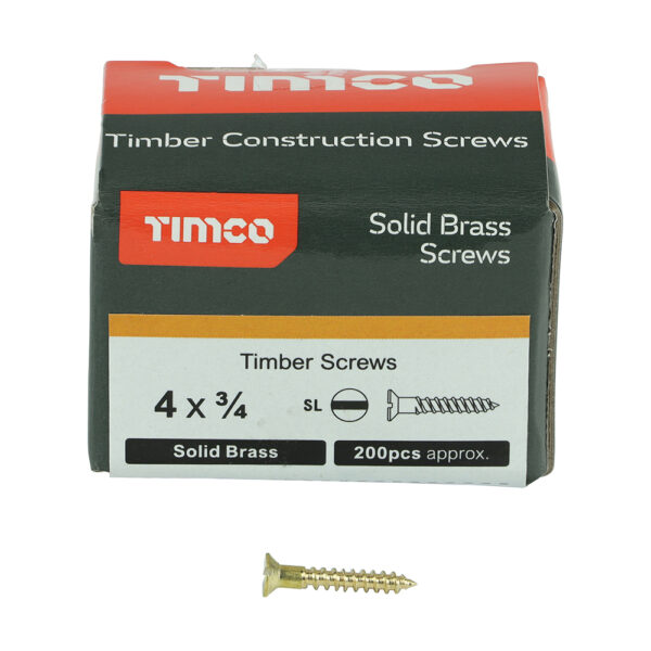Brass Timber Screw SLOT CSK-4 x 3/4