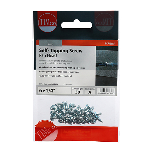 S/Tapping Screw PZ2 PAN - BZP-6 x 1/4