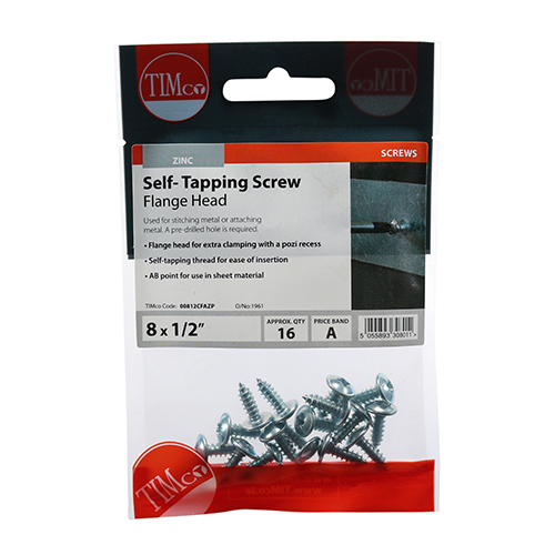 S/Tapping Screw PZ2 FLG - BZP-8 x 1/2
