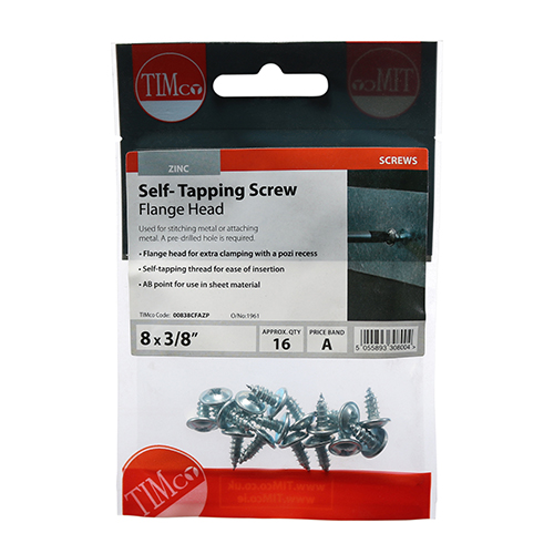 S/Tapping Screw PZ2 FLG - BZP-8 x 3/8
