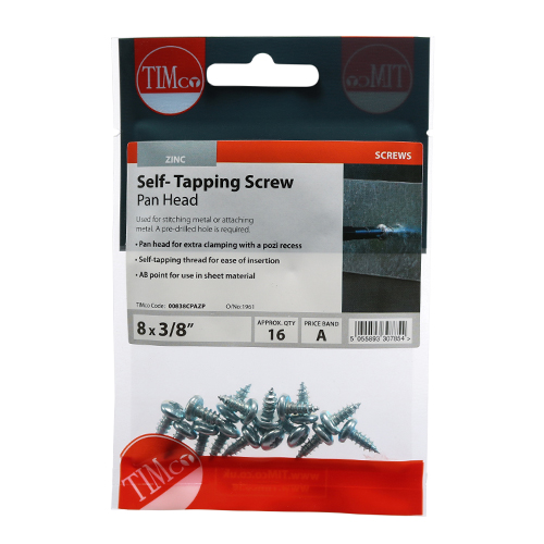 S/Tapping Screw PZ2 PAN - BZP-8 x 3/8