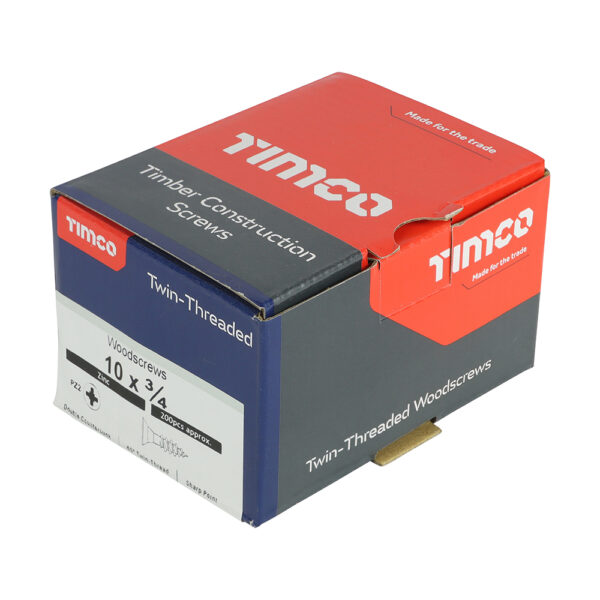 Twin Woodscrew PZ2 CSK Zinc-10 x 3/4