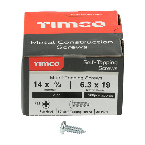 S/Tapping Screw PZ3 PAN Zinc-14 x 3/4