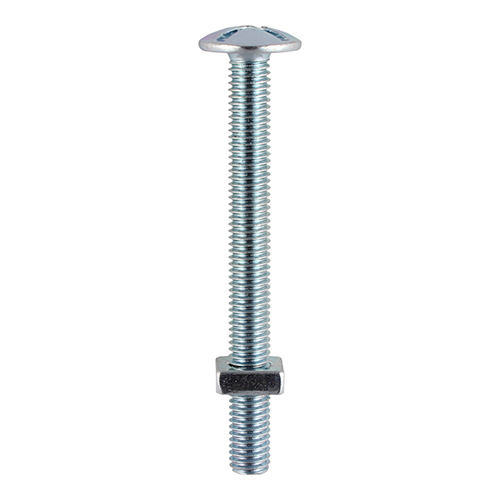 Roofing Bolt & SQ Nut - BZP-M6 x 25