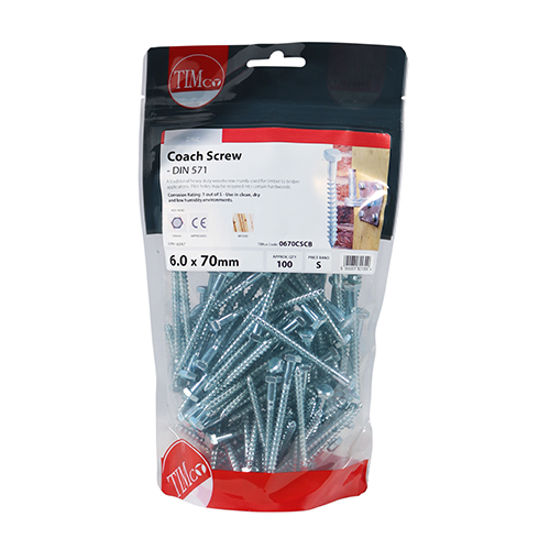 Coach Screw DIN 571 - BZP-6.0 x 70