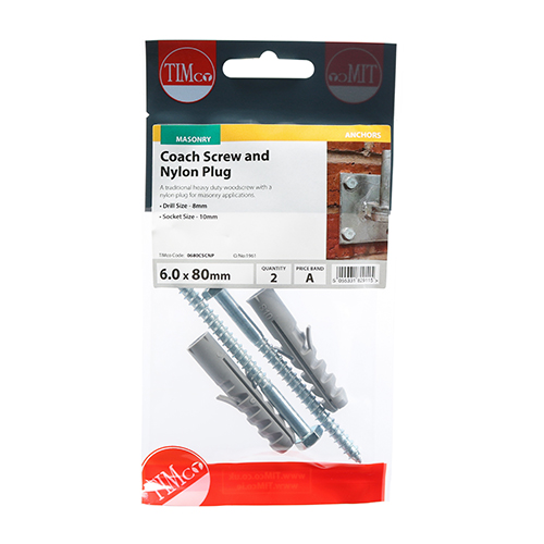 Coach Screw & Nylon Plugs-6.0 x 80