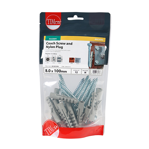 Coach Screw & Nylon Plugs-8.0 x 100