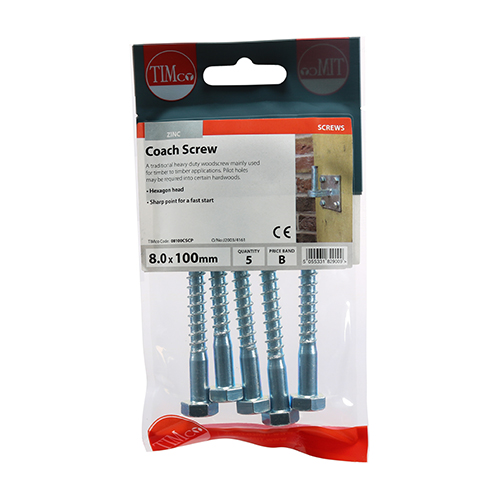 Coach Screw DIN 571 - BZP-8.0 x 100
