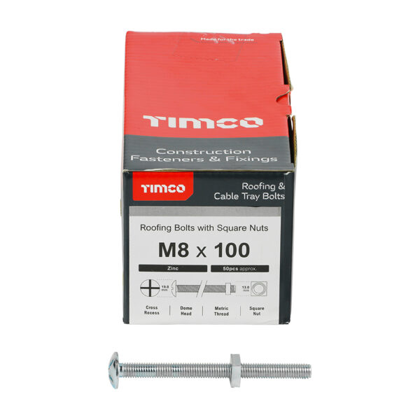 08100RB_w3.jpg Roofing Bolt & SQ Nut Zinc-M8 x 100