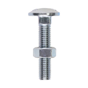 Carriage Bolt & Hex Nut - BZP-M8 x 40