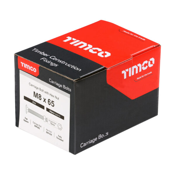 Carriage Bolt & Hex Nut - BZP-M8 x 65