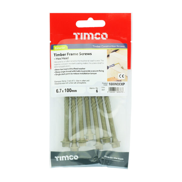 Hex Head Timber Screw - Green-6.7 x 100