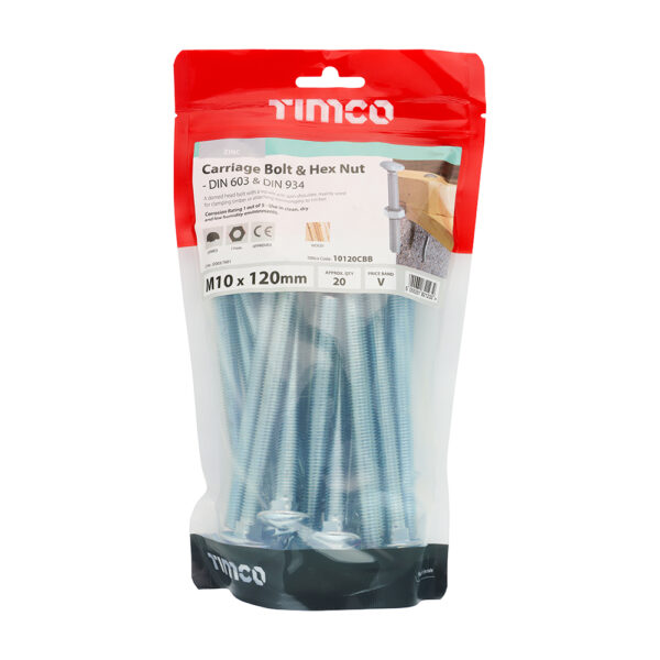 10120CBB_w2.jpg Carriage Bolt & Hex Nut - BZP-M10 x 120
