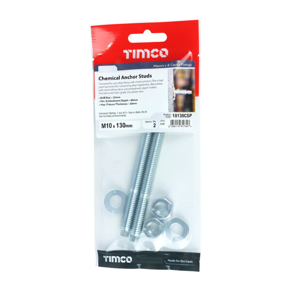 Chemical Anchor Stud - BZP-M10 x 130
