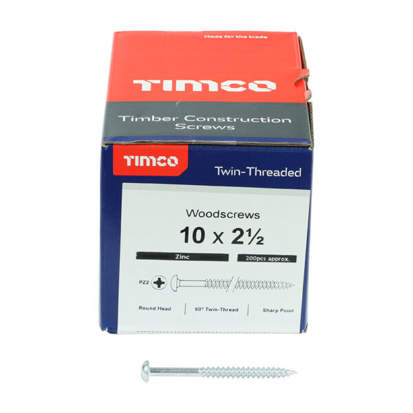 10212CRWZ_w3.jpg Twin Woodscrew PZ2 RND Zinc-10 x 2 1/2