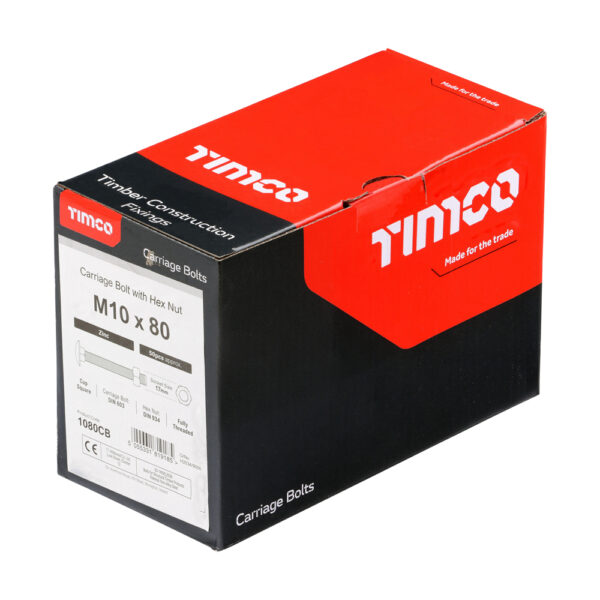 Carriage Bolt & Hex Nut - BZP-M10 x 80