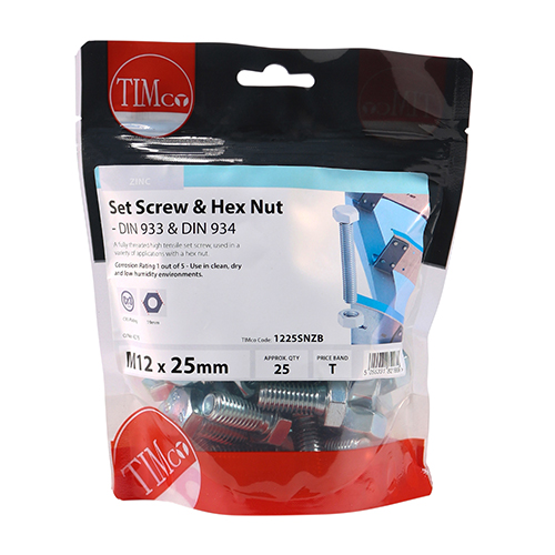 1225SNZB_w2.jpg Set Screw & Hex Nut - BZP-M12 x 25
