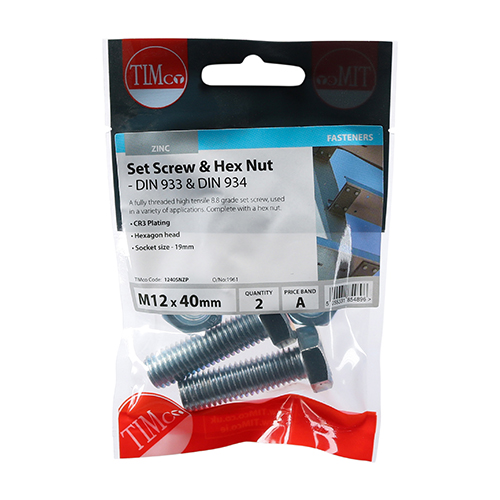 1240SNZP_w2.jpg Set Screw & Hex Nut - BZP-M12 x 40
