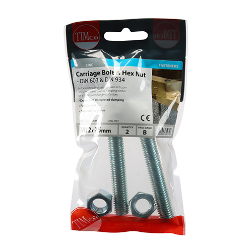 1275CBP_w2.jpg Carriage Bolt & Hex Nut - BZP-M12 x 75