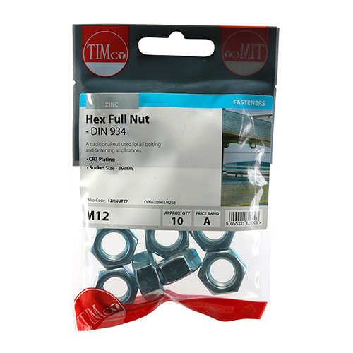 Hex Nut DIN 934 - BZP-M12