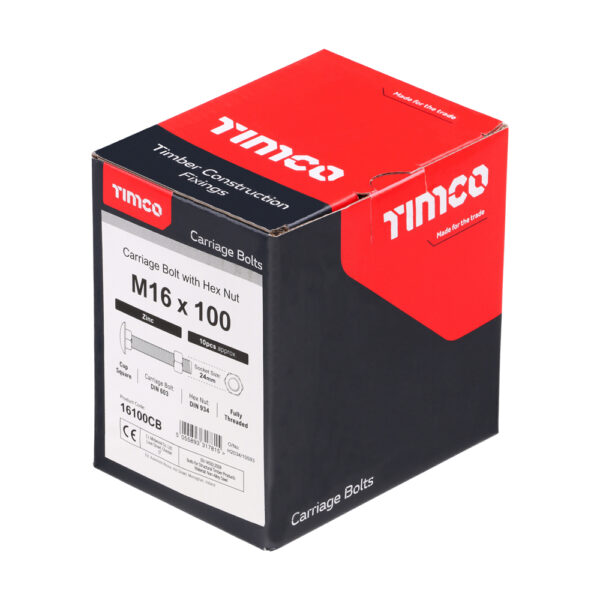 16100CB_w2.jpg Carriage Bolt & Hex Nut - BZP-M16 x 100