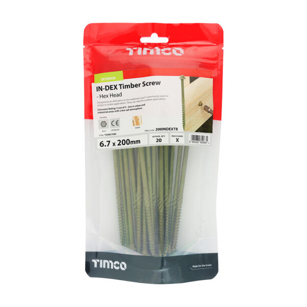 Hex Head Timber Screw - Green-6.7 x 200