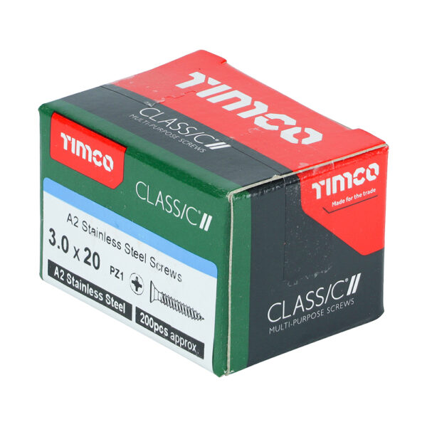 Classic Screw PZ1 CSK A2 SS-3.0 x 20