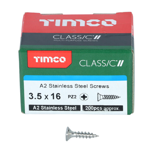 Classic Screw PZ2 CSK A2 SS-3.5 x 16