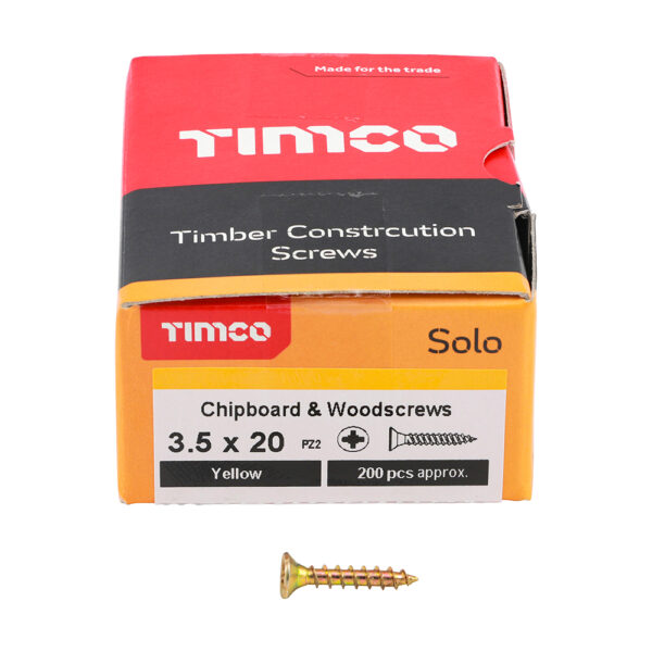 Solo Woodscrew PZ2 CSK ZYP-3.5 x 20
